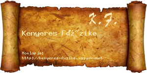 Kenyeres Füzike névjegykártya